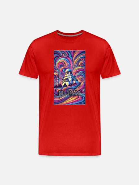 Belgrade Serbia Panorama Design - Men's Premium Organic T-Shirt - red