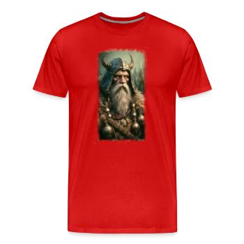 Mythischer Wikingerkrieger mit Hornhelm - Männer Premium Bio T-Shirt - Rot - Vorne - Damien (186cm)