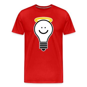 Ampoule avec auréole – moti lumineux créatif - T-shirt bio Premium Homme - rouge - Devant - Damien (186cm)