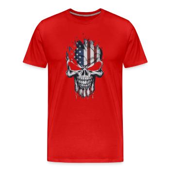 USA Totenkopf - Design du Crâne Patriote - T-shirt bio Premium Homme - rouge - Devant - Damien (186cm)