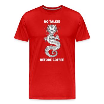 Pas de conversation avant Dragon Amoureux du Café - T-shirt bio Premium Homme - rouge - Devant - Damien (186cm)