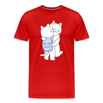Cute Hugging Cats Back to School - Männer Premium Bio T-Shirt - Rot - Vorne - Damien (186cm)