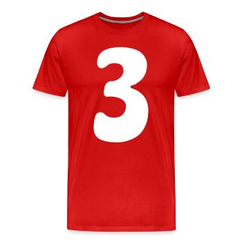 Drei: Minimalistische Ziffer 3 | Dritter - Männer Premium Bio T-Shirt - Rot - Vorne - Damien (186cm)