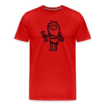 Caveman - line - Men's Premium Organic T-Shirt - red - Front - Damien (186cm)