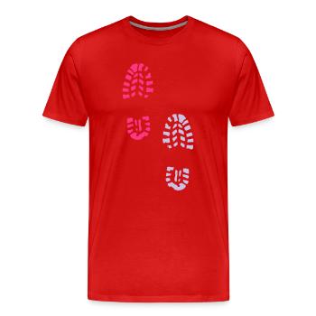 trace pas chaussure 232 - T-shirt bio Premium Homme - rouge - Devant - Damien (186cm)