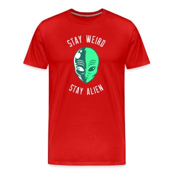 Restez bizarre Restez étranger - T-shirt bio Premium Homme - rouge - Devant - Damien (186cm)