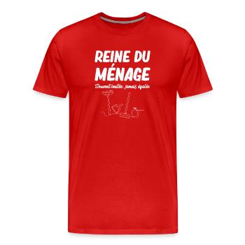 Humoristique maman reine du ménage Humour ménage - T-shirt bio Premium Homme - rouge - Devant - Damien (186cm)