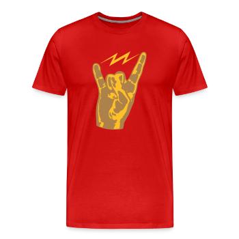 hand finger heavy metal hard rock konzert musik pa - Männer Premium Bio T-Shirt - Rot - Vorne - Damien (186cm)