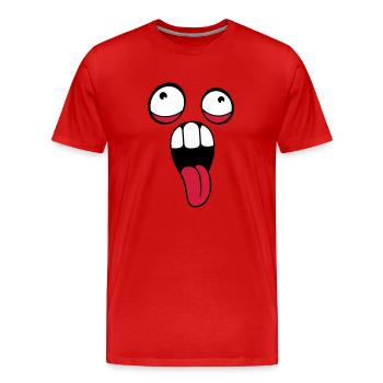 crazy face head eyes tongue mouth outstretched - Men's Premium Organic T-Shirt - red - Front - Damien (186cm)