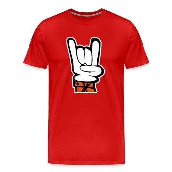 Hand Rock Pommesgabel - Männer Premium Bio T-Shirt - Rot - Vorne - Damien (186cm)