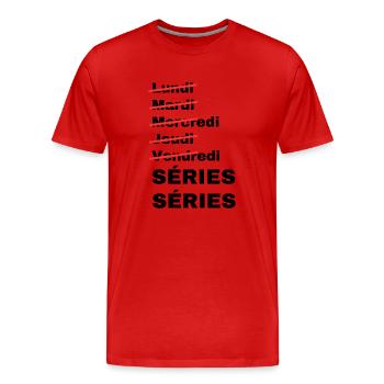 week-end séries - T-shirt bio Premium Homme - rouge - Devant - Damien (186cm)