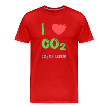 I Love Co2 - Männer Premium Bio T-Shirt - Rot - Vorne - Damien (186cm)