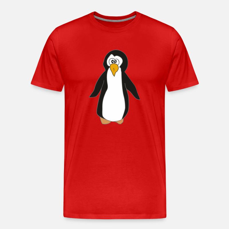 Lustiger Pinguin - Männer Premium Bio T-Shirt - Rot