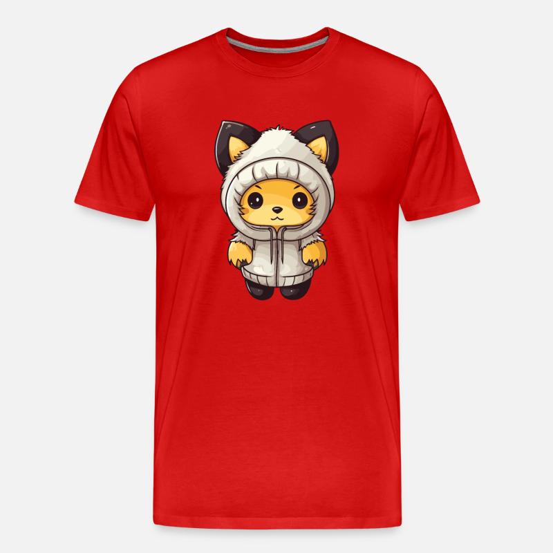 Fuchs Winter Comic Niedlich - Männer Premium Bio T-Shirt - Rot