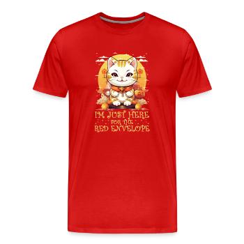 Chat porte-bonheur du Nouvel An chinois juste ici pour le - T-shirt bio Premium Homme - rouge - Devant - Damien (186cm)