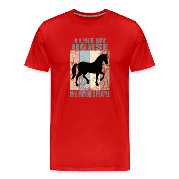 L’amour du cheval - T-shirt bio Premium Homme - rouge - Devant - Damien (186cm)