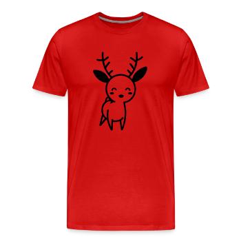 Cerf - T-shirt bio Premium Homme - rouge - Devant - Damien (186cm)