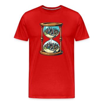 Hourglass City - Men's Premium Organic T-Shirt - red - Front - Damien (186cm)
