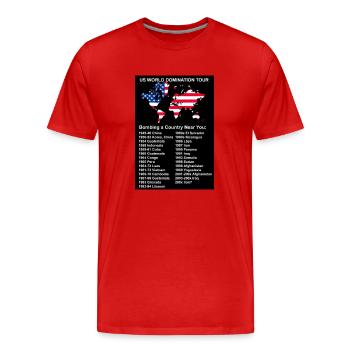 US World Domination Tour - Männer Premium Bio T-Shirt - Rot - Vorne - Damien (186cm)