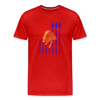 USA Native American with flag - Men's Premium Organic T-Shirt - red - Front - Damien (186cm)