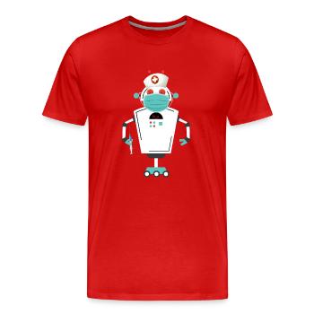 infirmière en soins intensifs - T-shirt bio Premium Homme - rouge - Devant - Damien (186cm)
