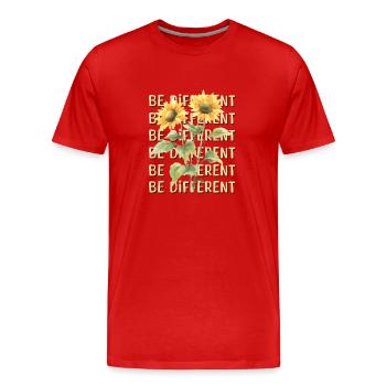 BE DIFFERENT Tournesol Amour de soi Positivité - T-shirt bio Premium Homme - rouge - Devant - Damien (186cm)