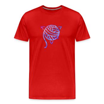 La Pelote de Laine - Ink#1 - T-shirt bio Premium Homme - rouge - Devant - Damien (186cm)