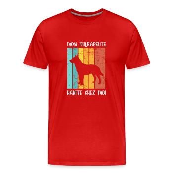 mon thérapeute habite chez moi - T-shirt bio Premium Homme - rouge - Devant - Damien (186cm)
