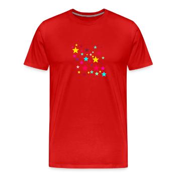Étoiles, étoile, étoiles colorées - T-shirt bio Premium Homme - rouge - Devant - Damien (186cm)