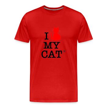 I love my cat - T-shirt bio Premium Homme - rouge - Devant - Damien (186cm)