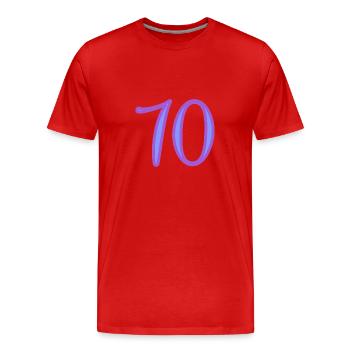70. 70 ANS. 70e ANNIVERSAIRE. ANNIVERSAIRE 70 ANS. - T-shirt bio Premium Homme - rouge - Devant - Damien (186cm)