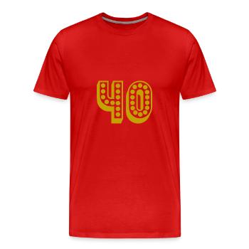 40. 40 ANS. 40e ANNIVERSAIRE. ANNIVERSAIRE 40 ANS. - T-shirt bio Premium Homme - rouge - Devant - Damien (186cm)