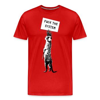 Erdmänchen / Fuck the Systtem - Men's Premium Organic T-Shirt - red - Front - Damien (186cm)