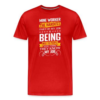 Mineurs Travailleurs Miners Mine - T-shirt bio Premium Homme - rouge - Devant - Damien (186cm)
