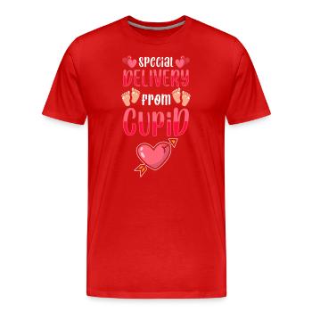 Bébé ventre mère Femme enceinte progéniture - T-shirt bio Premium Homme - rouge - Devant - Damien (186cm)