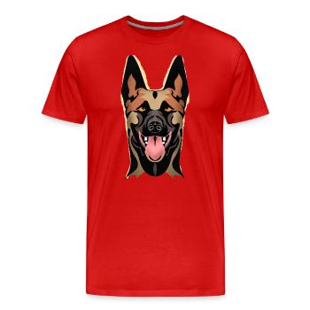 Malinois von vorne - Männer Premium Bio T-Shirt - Rot - Vorne - Damien (186cm)