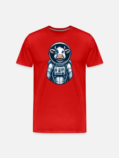 Astronaut Cow Space Universe Cosmonaut - Men's Premium Organic T-Shirt - red