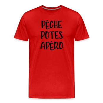 pêche potes apéro - T-shirt bio Premium Homme - rouge - Devant - Damien (186cm)