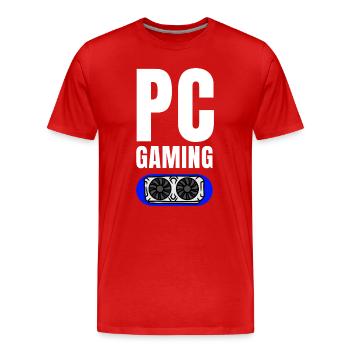 Emblème du GPU de jeu PC - T-shirt bio Premium Homme - rouge - Devant - Damien (186cm)