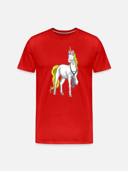 Einhorn Krankenschwester Stethoskop - Männer Premium Bio T-Shirt - Rot