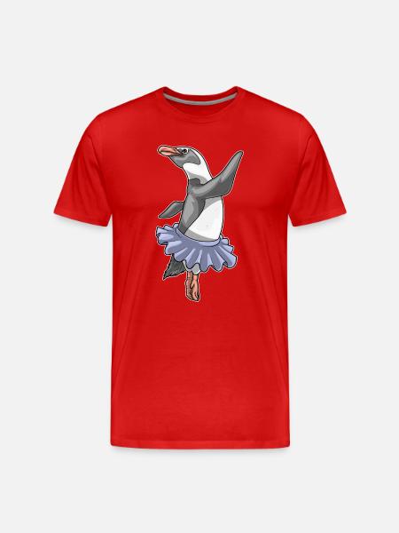 Penguin Ballerina Ballet Dance - Men's Premium Organic T-Shirt - red