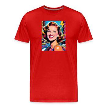 Pop Art Portrait 60s - Men's Premium Organic T-Shirt - red - Front - Damien (186cm)