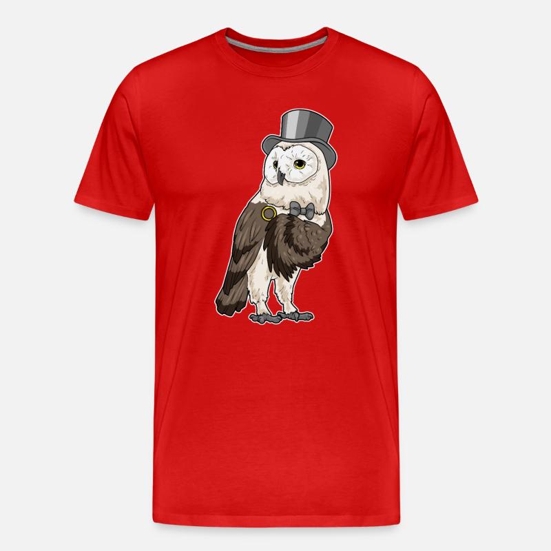 Eule Bräutigam Ehering Hochzeit - Männer Premium Bio T-Shirt - Rot