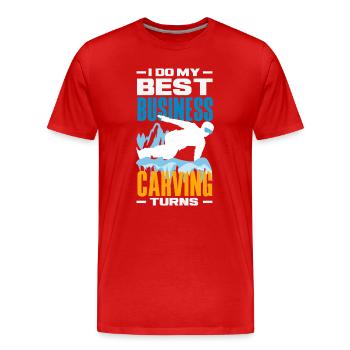 Snowboarding Snowboard Meeting Chairlift - Men's Premium Organic T-Shirt - red - Front - Damien (186cm)