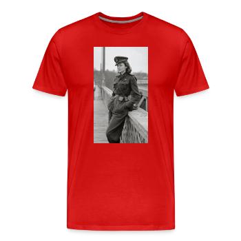 Uniforme militaire de la Seconde Guerre mondiale vintage noir et blanc - T-shirt bio Premium Homme - rouge - Devant - Damien (186cm)