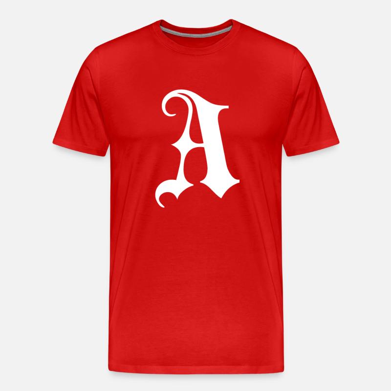 Gothic Monogram A Script - Men's Premium Organic T-Shirt - red