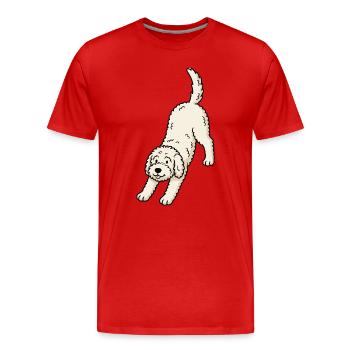 Doodle Dog Yoga Pose - Men's Premium Organic T-Shirt - red - Front - Damien (186cm)