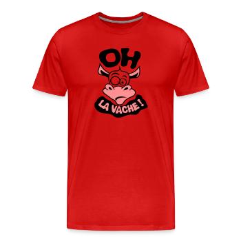 oh cow phrase citation exclamat - Men's Premium Organic T-Shirt - red - Front - Damien (186cm)
