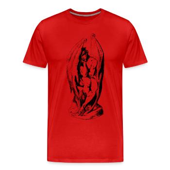 Nachdenklicher Satan - Männer Premium Bio T-Shirt - Rot - Vorne - Damien (186cm)