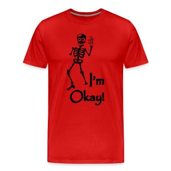 Costume de squelette Je suis OK - T-shirt bio Premium Homme - rouge - Devant - Damien (186cm)